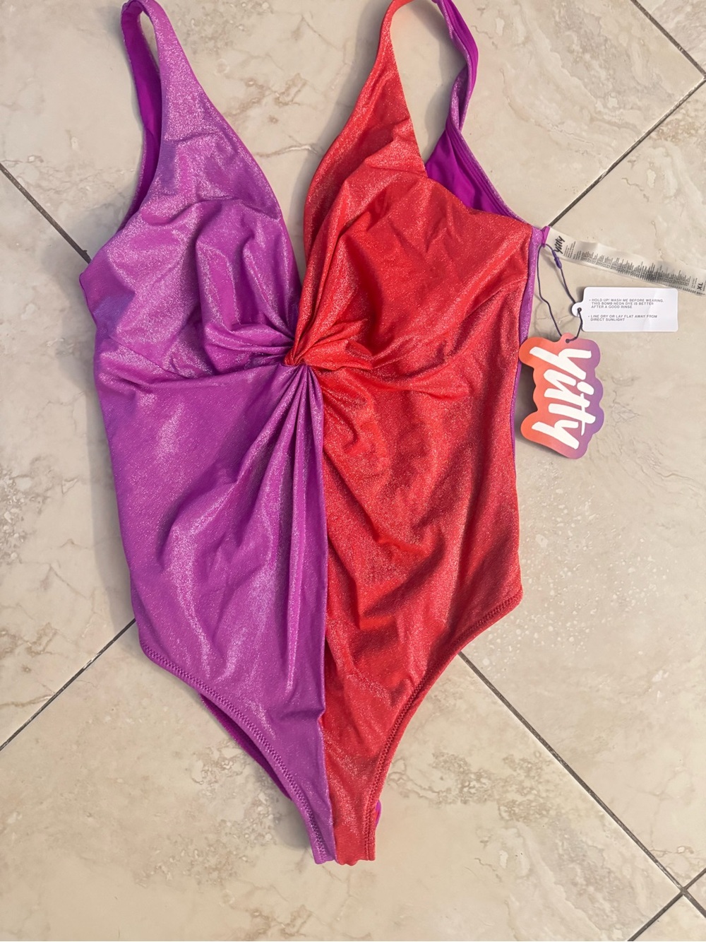 YITTY Metallic Twist One-Piece Swimsuit - Purple & Red